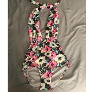 Halter one piece bathing suit